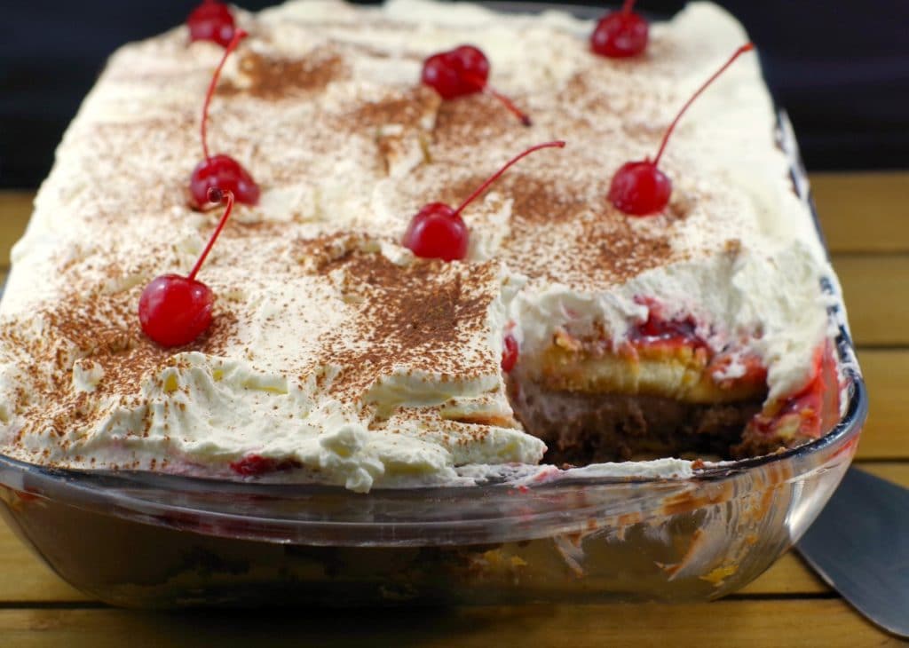 No Bake Black Forest Tiramisu | #easypotluckdessert, #nobakedessert - Foodmeanderings.com