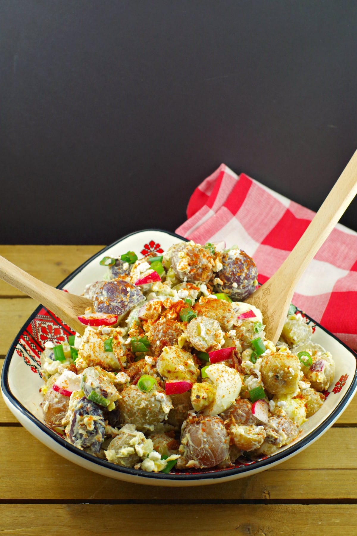 Perogy Potato Salad recipe- Foodmeanderings.com