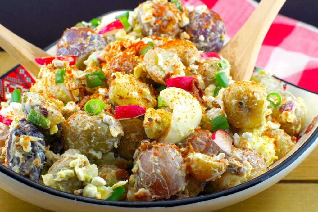 Pierogi Potato Salad | summer BBQ salad - Foodmeanderings.com