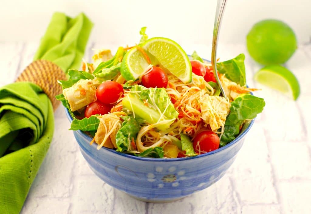 Thai Chicken Salad Recipe | peanut lime dressing - foodmeanderings.com