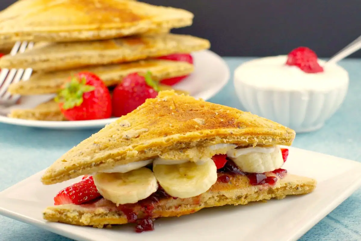 Pancake Breakfast Sandwich | PB&J- foodmeanderings.com