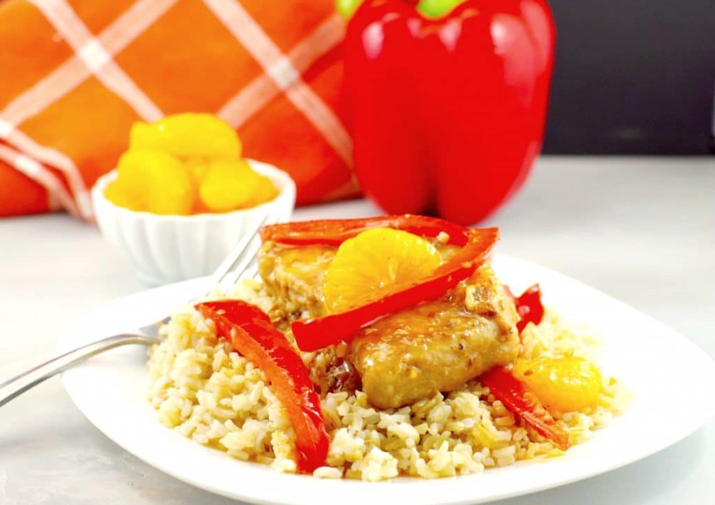 Easy Pork Dinner - Mandarin Orange & Red Pepper Pork recipe - foodmeanderings.com