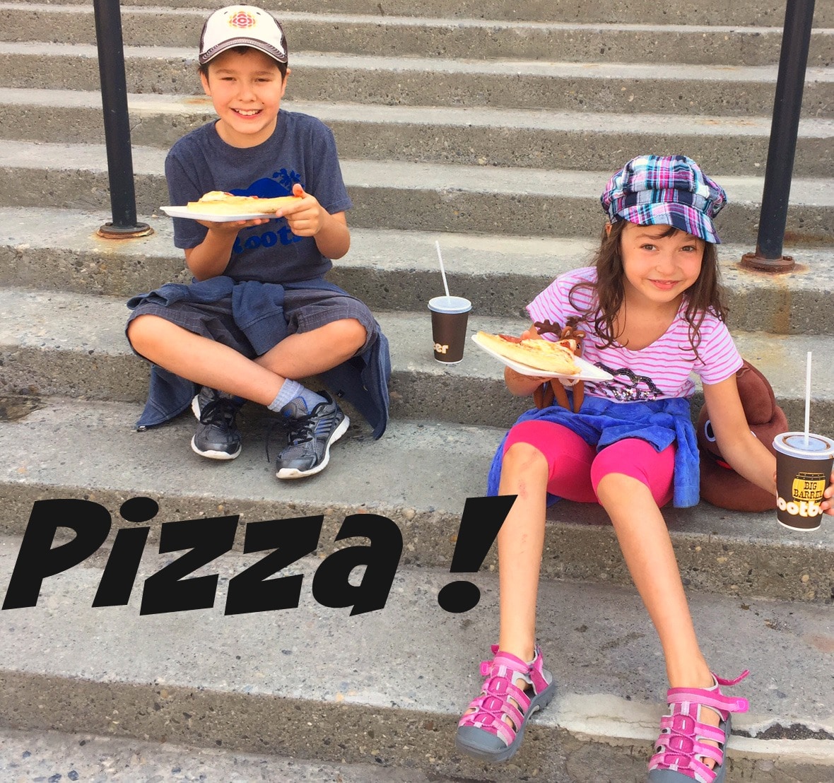 Kids eating pizza at Stampede