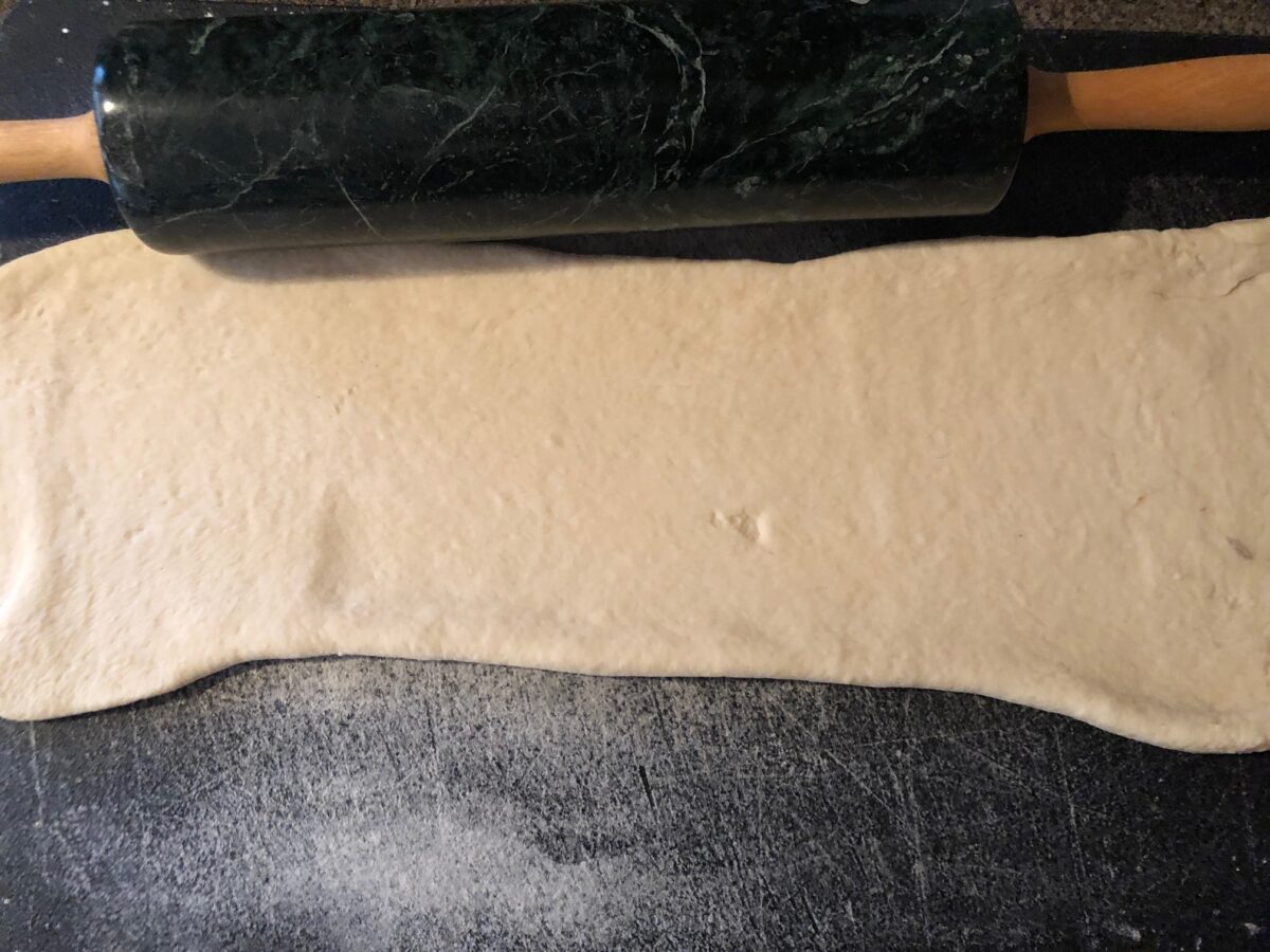 dough rolled into large rectangel