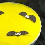 yellow moon pie with chocolate bats