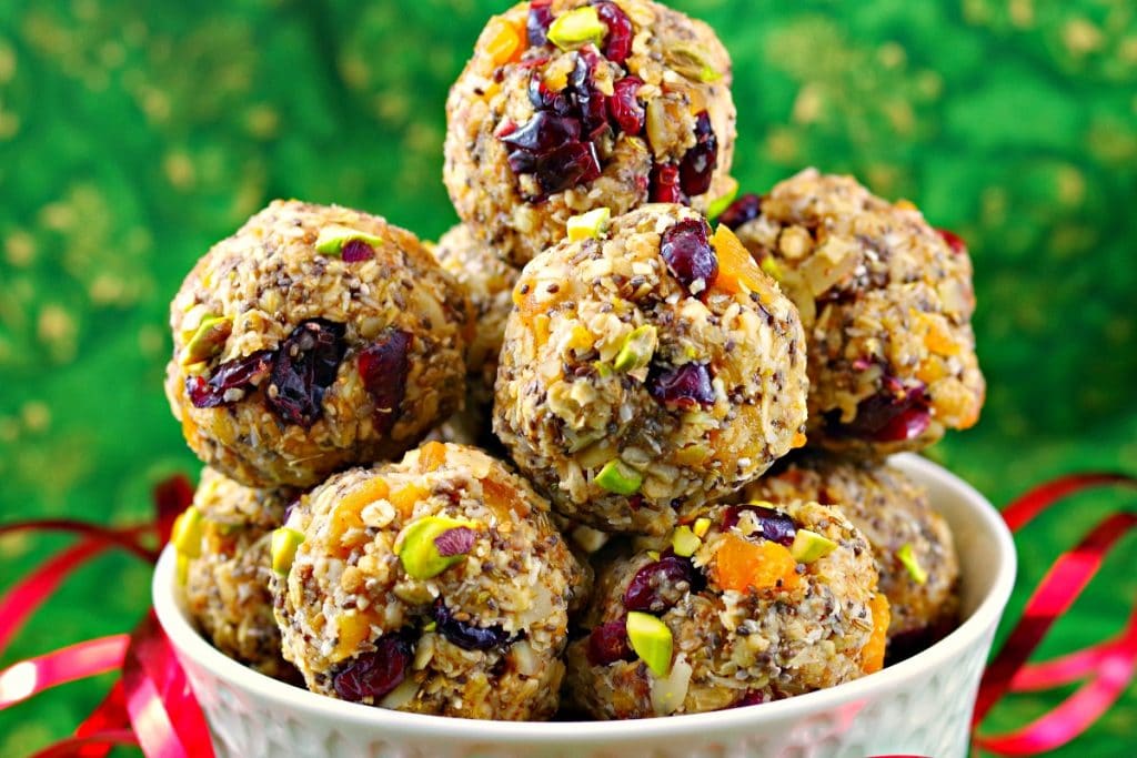 No bake holiday energy bites - foodmeanderings.com