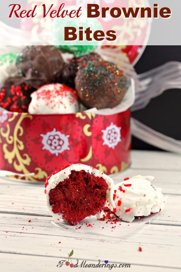 Festive Red Velvet Brownie Bites | #red velvet #holiday #brownie #bites 
