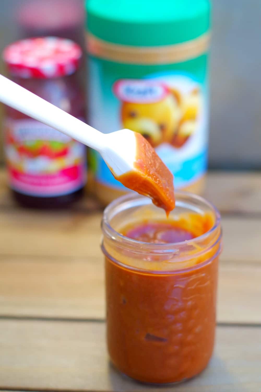 PB&J BBQ sauce in a jar with 