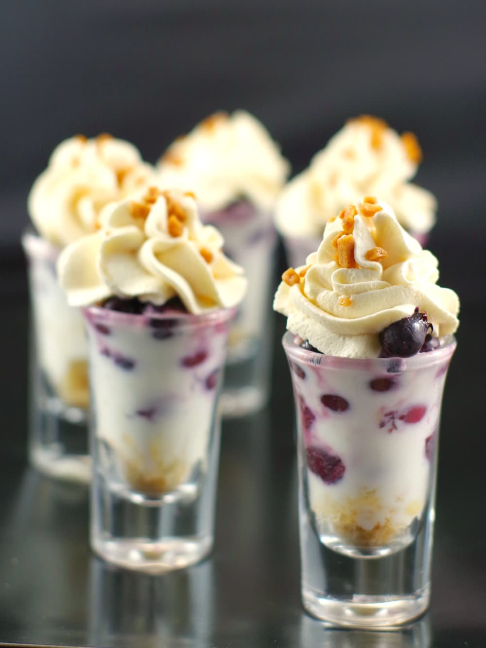 Saskatoon Berry Tiramisu dessert shot glasses | juneberries - Foodmeanederings.com