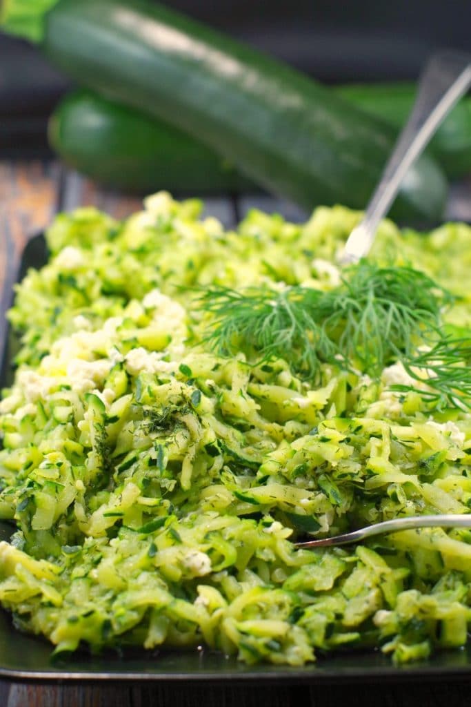 Shredded Zucchini & Feta Saute | healthy - Foodmeanderings.com