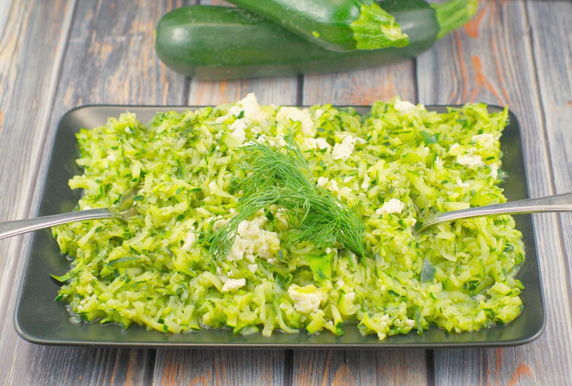 Shredded Zucchini & Feta Saute | healthy - Foodmeanderings.com