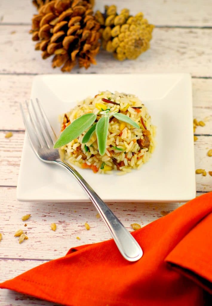 Sausage & Apple Rice | #glutnenfree #thanksgivingsidedish - Foodmeanderings.com