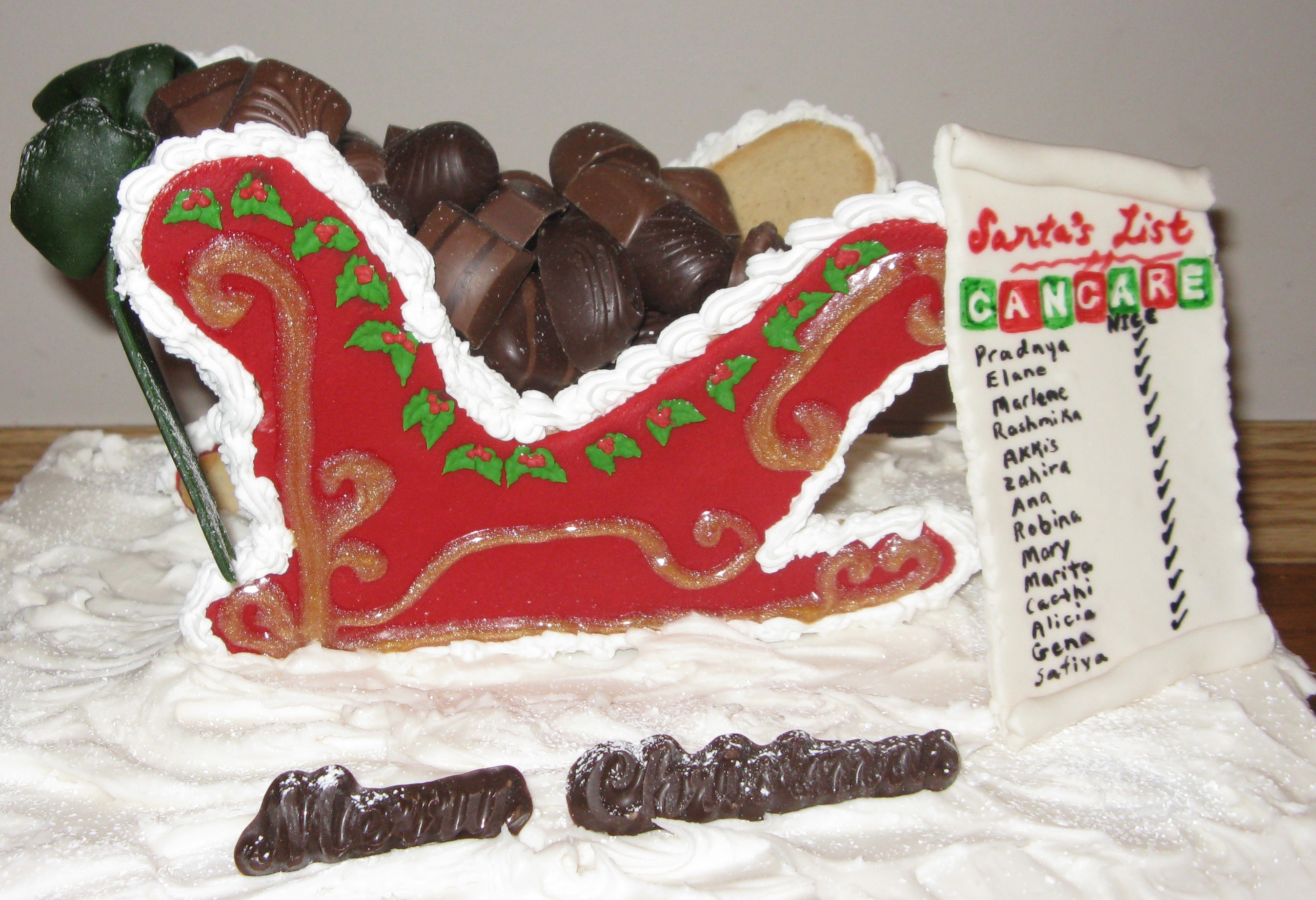 gingerbread sled filled with chocolate