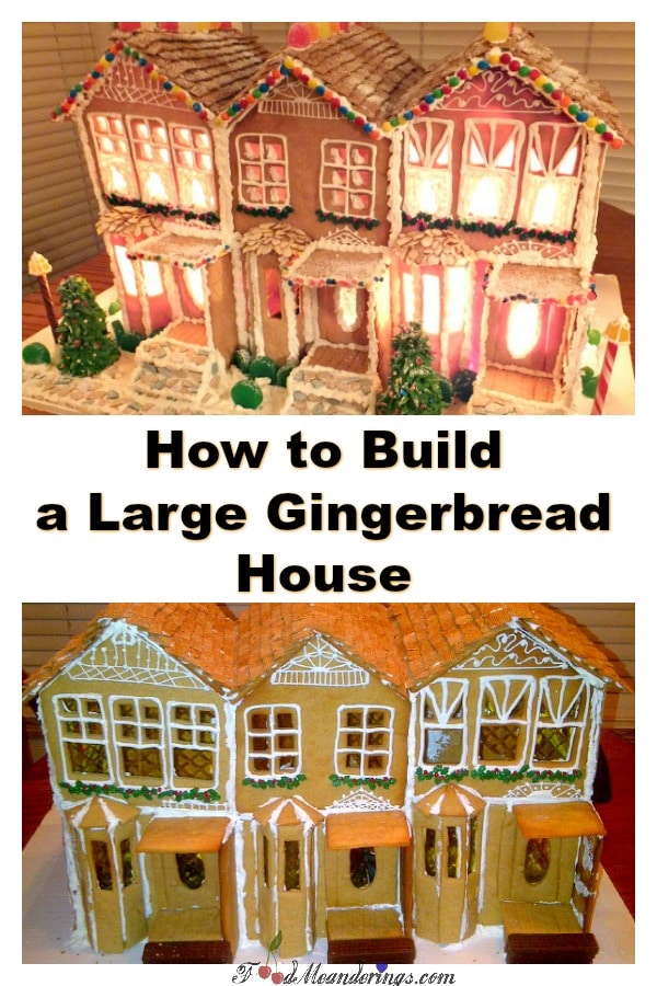 How to build a large gingerbread house | #gingerbreadhouse-foodmeanderings.com