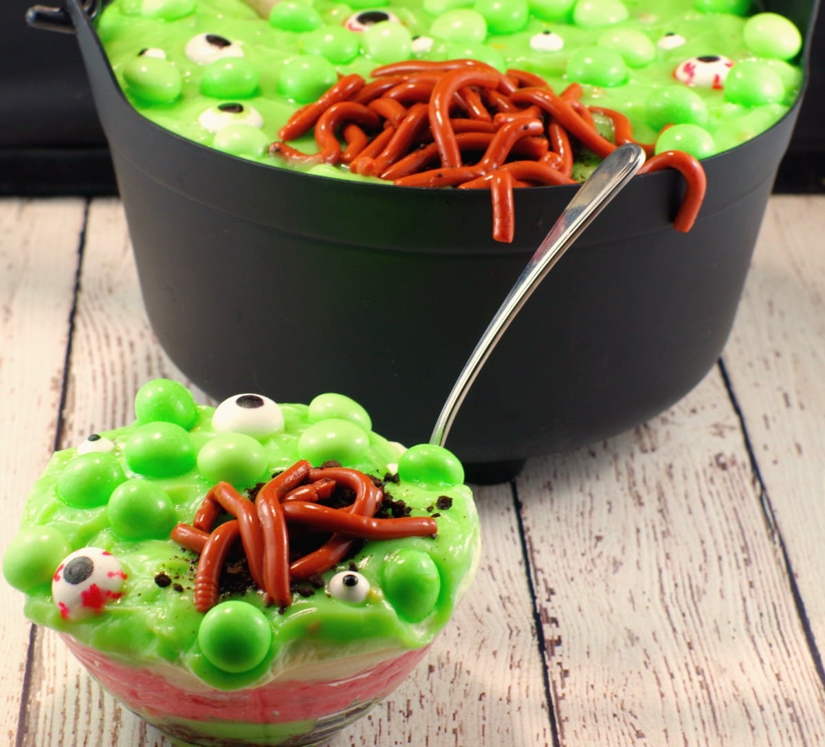 Witches Brew Spumoni trifle | #halloweenpotluckdessert - foodmeanderings.com
