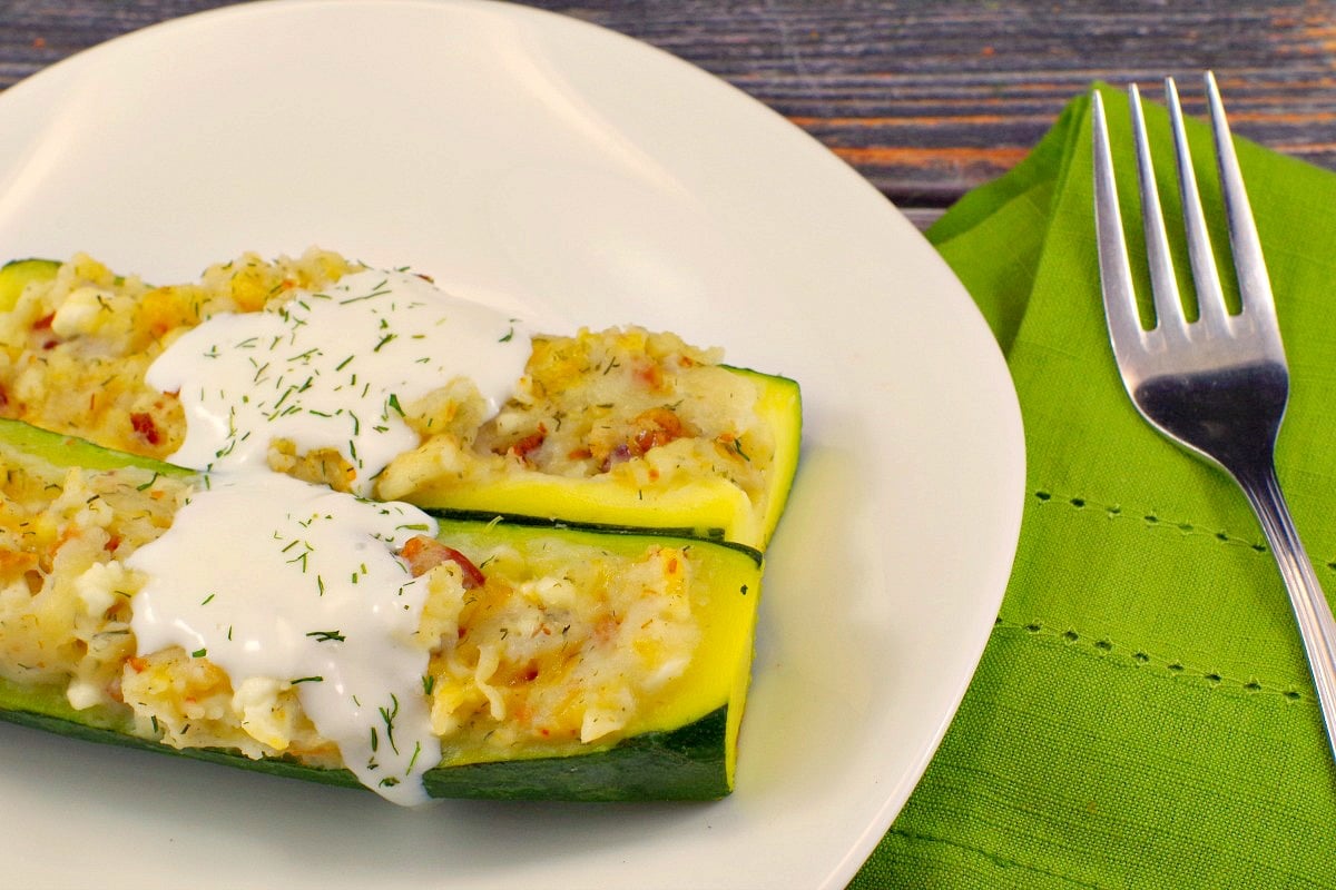 Pierogi Stuffed Zucchini Boats | zucchini boats - Foodmeanderings.com