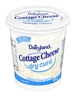 container of dairyland dry curd cottage cheese