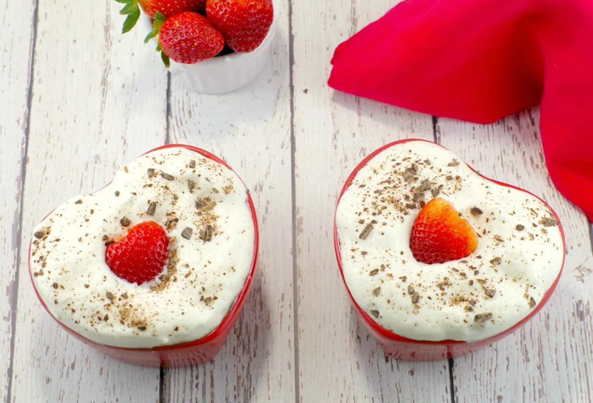 Healthy Chocolate Strawberry Valentine's Day Cake - heart-shaped