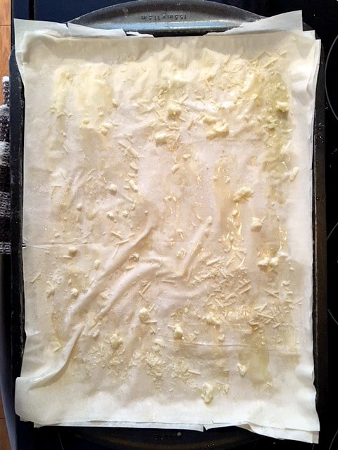 Phyllo pizza making step 1