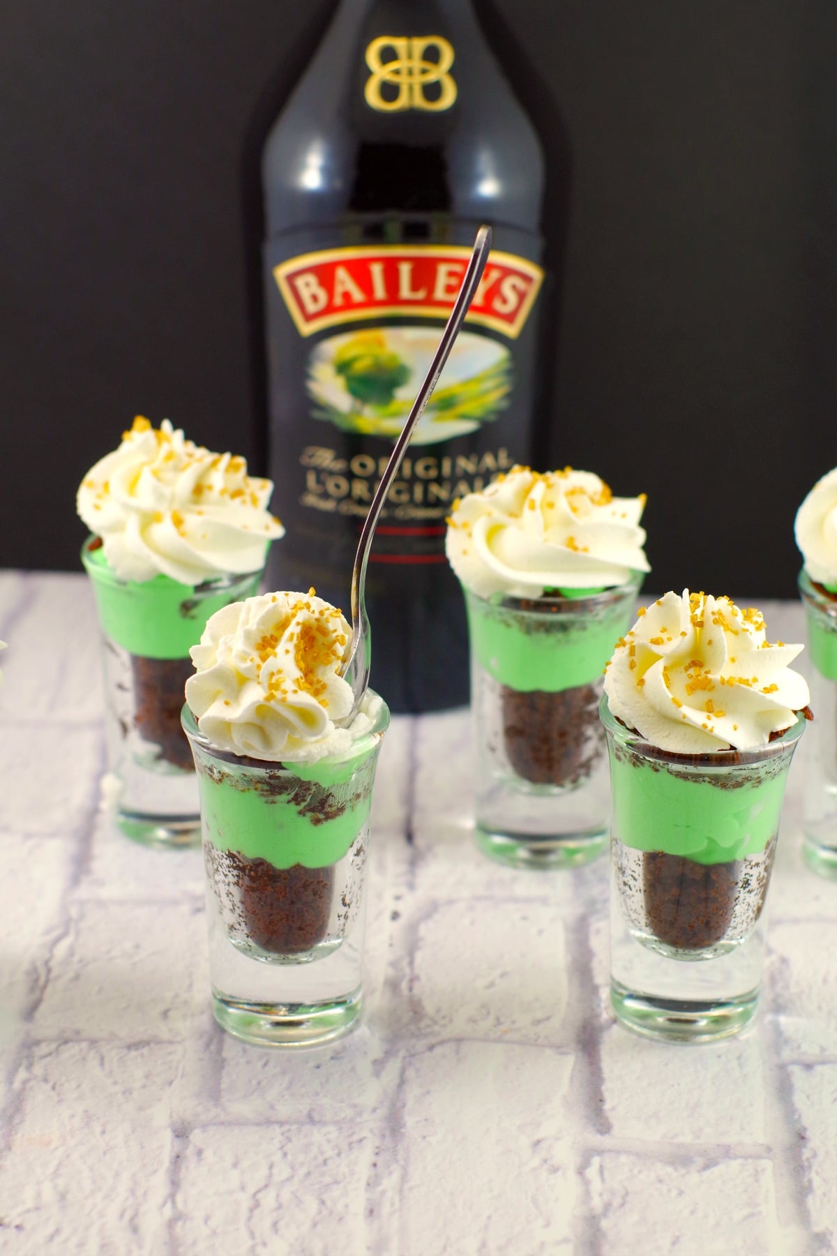 Irish Cream Dessert Shots |green dessert- Foodmeanderings.com