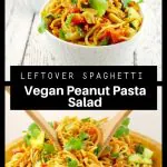 2 photo collage of vegan peanut pasta salad