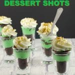 St. Patrick's Day Irish Cream Dessert Shots on a table with spoon in one