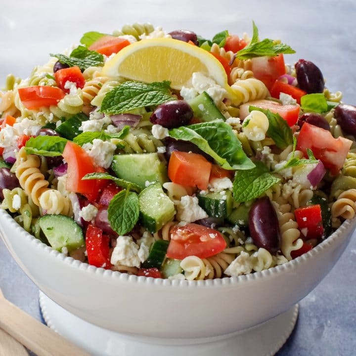 Healthy Greek Pasta Salad (Potluck Salad)- Food Meanderings