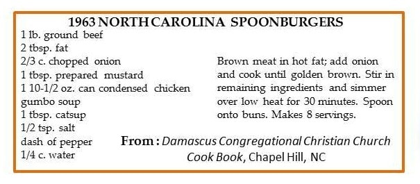 Recipe for North Carolina Spoonburgers written on recipe card