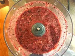 Fruit popsicle making step 4- puree in food processor