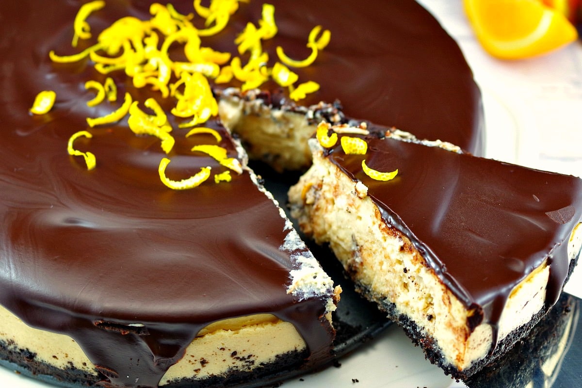 Baked Grand Marnier Chocolate Cheesecake - foodmeanderings.com