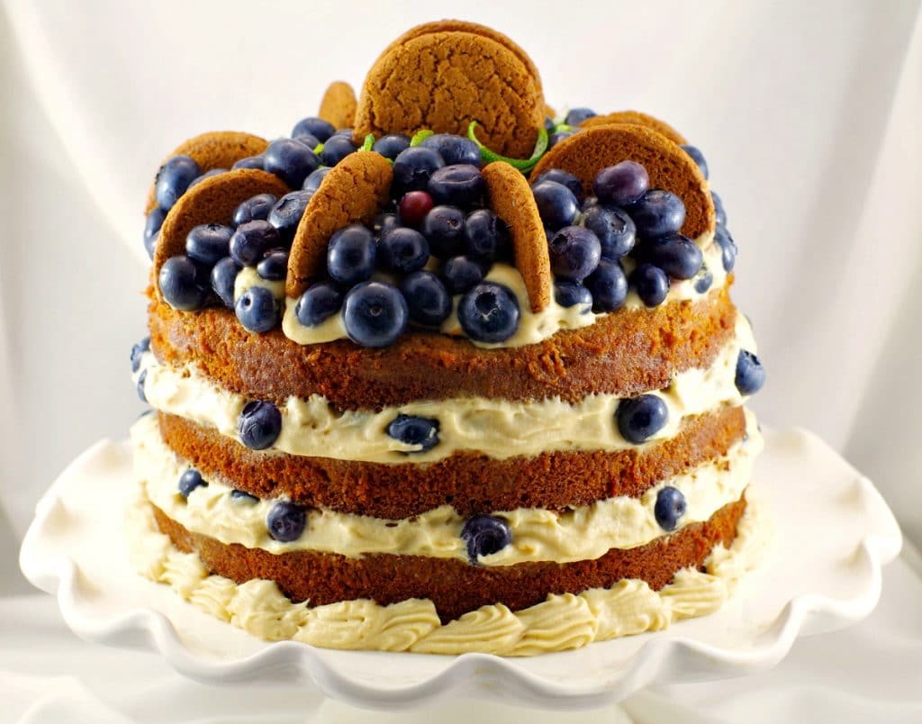 Old Fashioned Gingerbread Cake | Blueberry Cookie Butter Filling - foodmeanderings.com