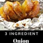 onion baked potato on foil