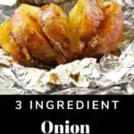 onion baked potato on foil