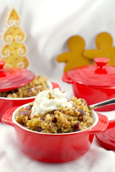 Stovetop Cranberry Gingerbread Rice Pudding