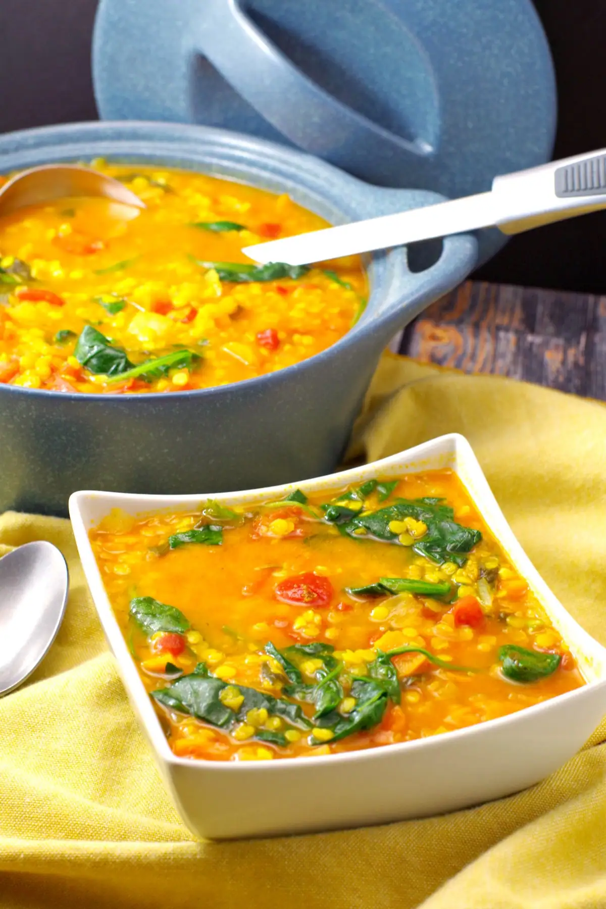 Red Lentil Spinach soup | Weight Watchers - foodmeanderings.com