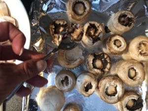 prepping mushrooms for stuffing