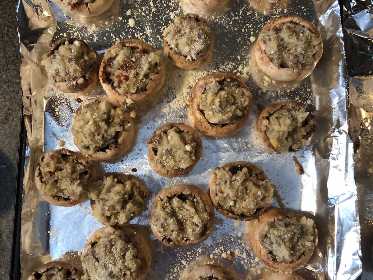 mushrooms stuffed with potato filling