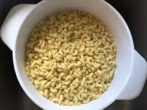 Macaroni draining in colander