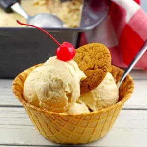 potato ice cream in a waffle cone bowl