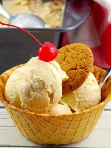 potato ice cream in a waffle cone bowl