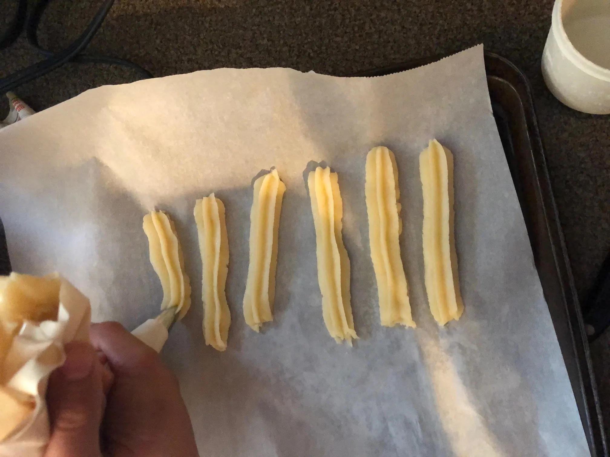 churros piped onto parchment