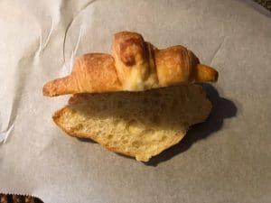 mini croissant cut in half