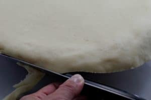 pie crust trimmed with paring knife