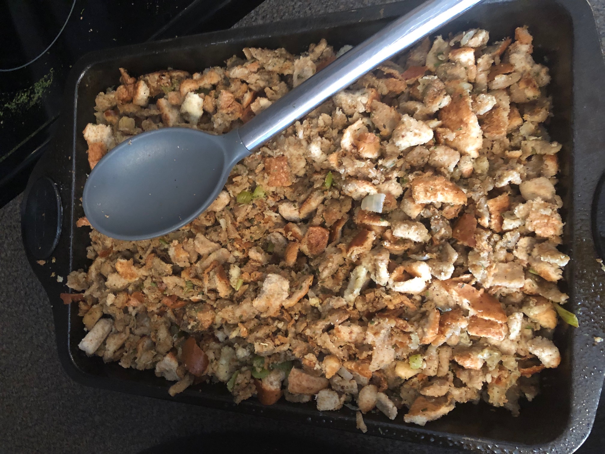 add remaining stuffing to 9X13 pans