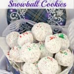 Snowball cookies in blue tin