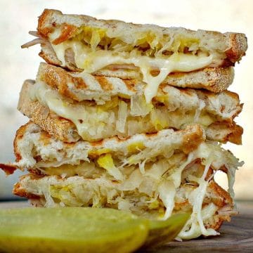 Turkey Reuben Panini with pickle