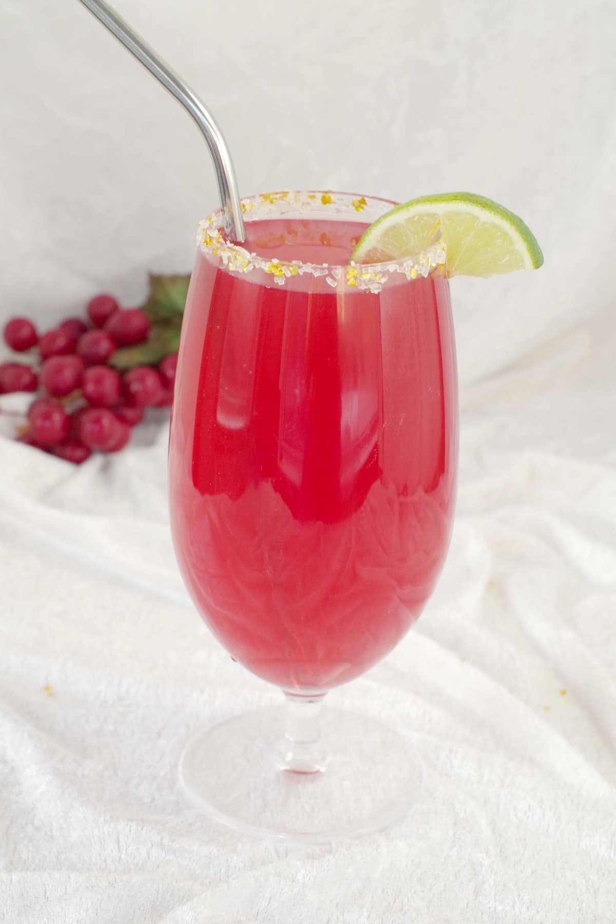 Cranberry Cosmo Mocktail in a plastic glass for smaller children