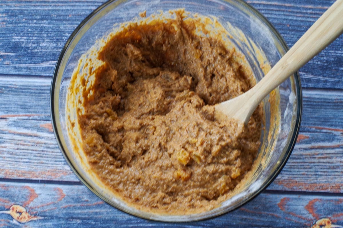 batter with chopped apricots added