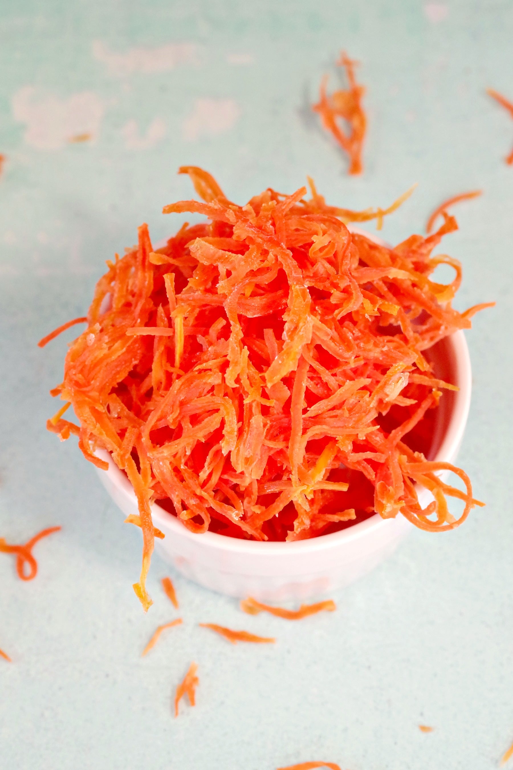 Candied carrots in a small white dish