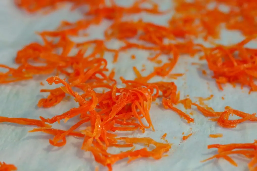 Candied Carrots on parchment paper